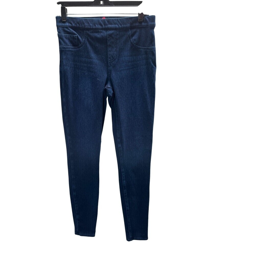 Spanx Pants Women's Size Medium Blue Cotton Blend Skinny Jeggings